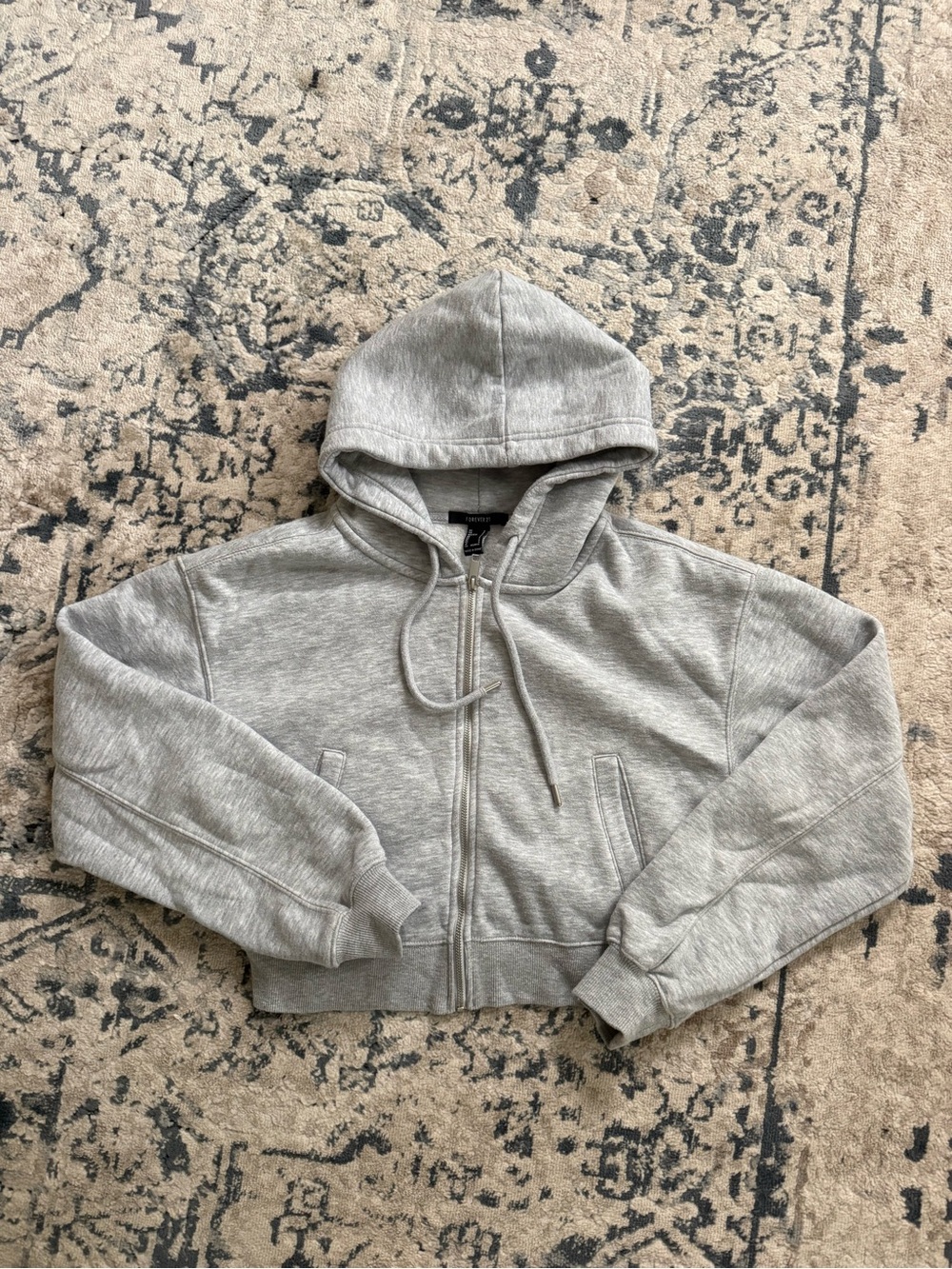 Cropped Heather Grey Hoodie